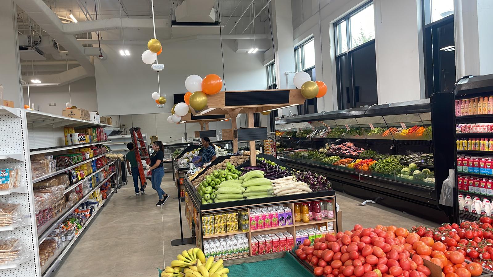 Shelves stocked with authentic Indian groceries at Hello2India, Herndon